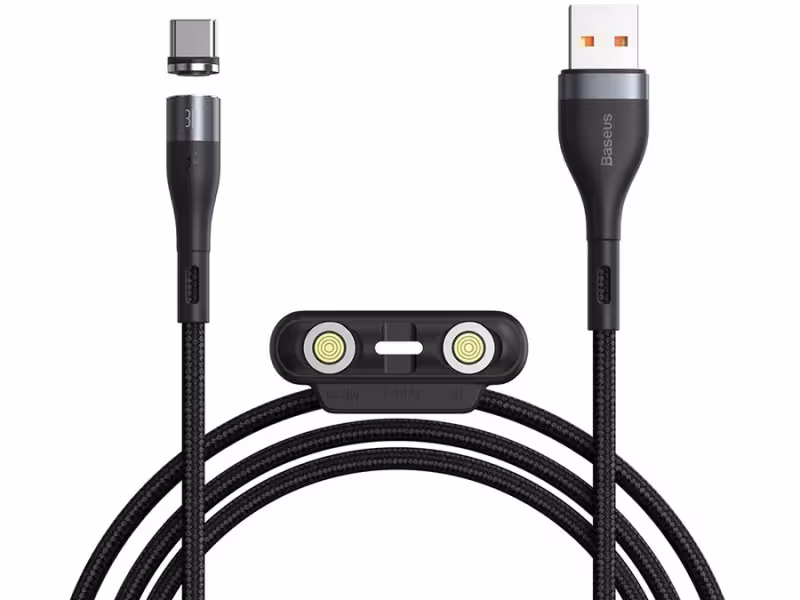 کابل آهنربایی سه سر سریع بیسوس Baseus Zinc Magnetic Cable Kit 3A 1m
