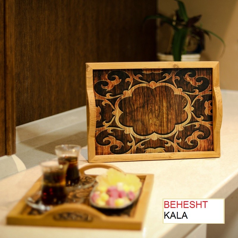 سینی چوبی ترمو کف شیشه صادراتی سایز بزرگ