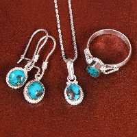 نیم ست فیروزه زنانه کد 21649 - جواهری مشاهیر