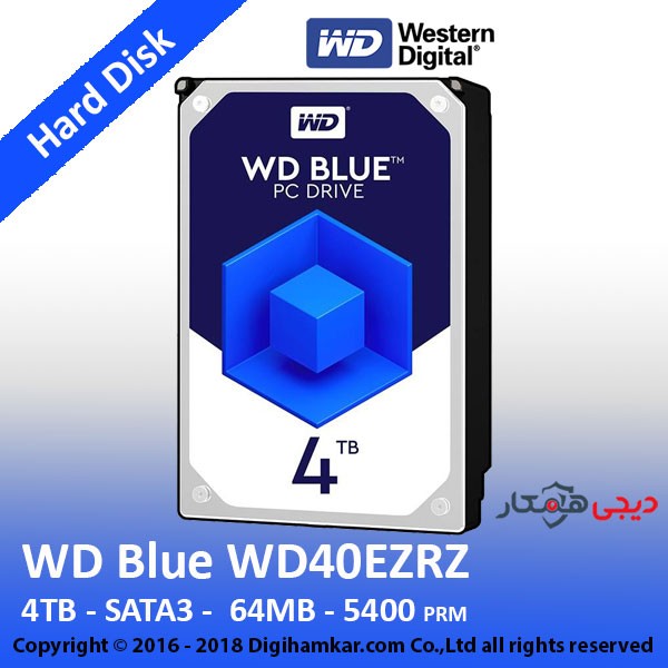 هارددیسک اینترنال وسترن دیجیتال مدل Blue WD40EZRX ظرفیت 4 ترابایت