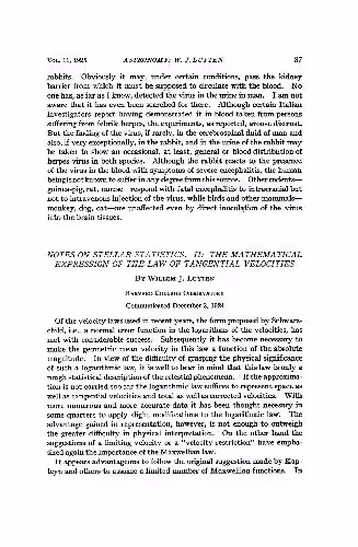 خرید و دانلود نسخه کامل کتاب Notes on Stellar Statistics II The Mathematical Expression of the Law of Tangential Velocities
