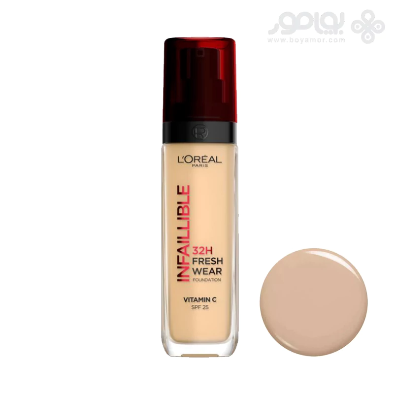 کرم پودر لورال اینفیلیبل مدل FRESH WEAR 32H شماره 130 رنگ TRUE BEIGE