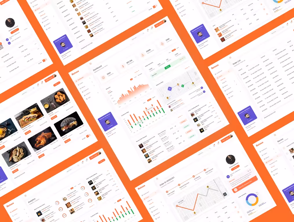 خرید و دانلود Retoza قالب داشبورد مدیریتی (کد   طرح گرافیکی) | ui kit برای داشبورد های رستوران | کدنویسی حرفه ای داشبورد مدیریتی