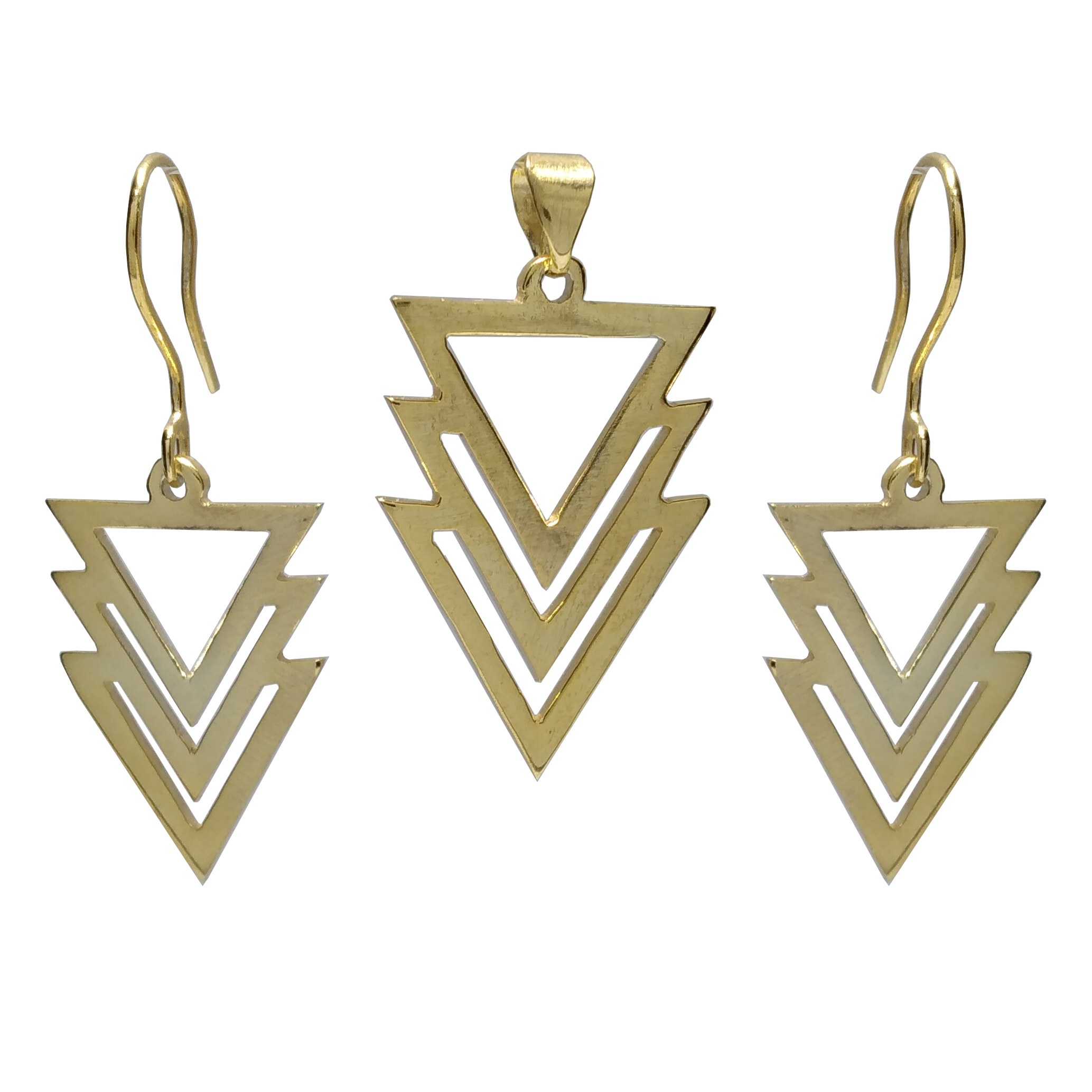 نیم ست نقره زنانه مدل مثلث تودرتو دست ساز  