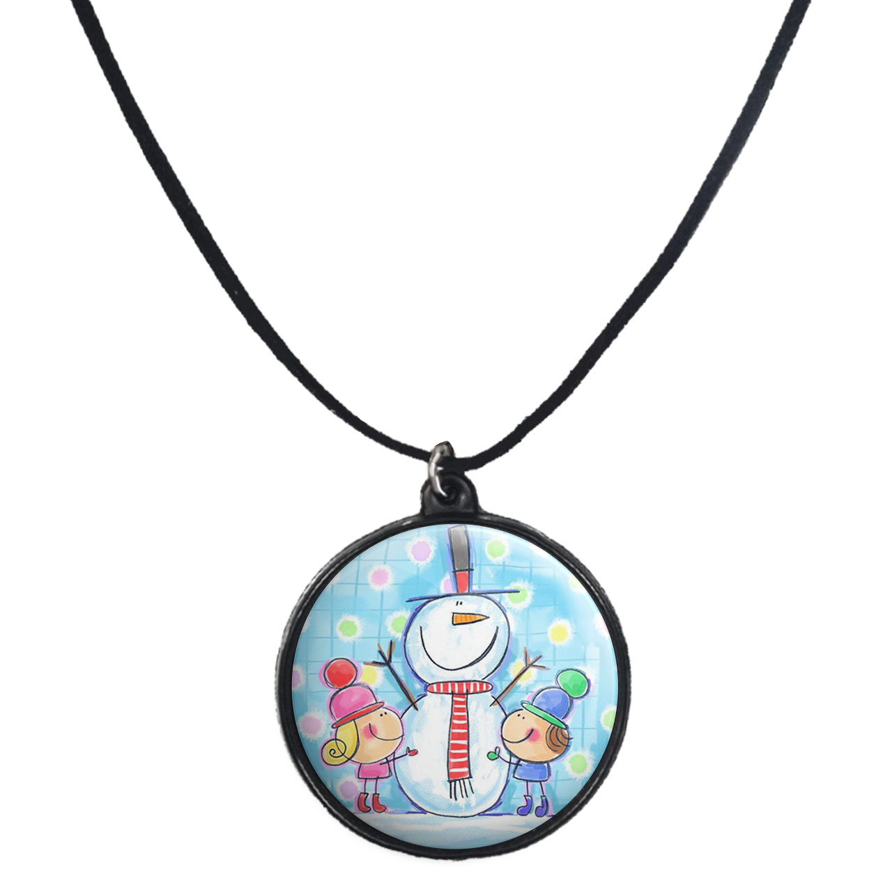 گردنبند پرمانه طرح آدم برفی کد pmb.30391 مدل دو طرفه