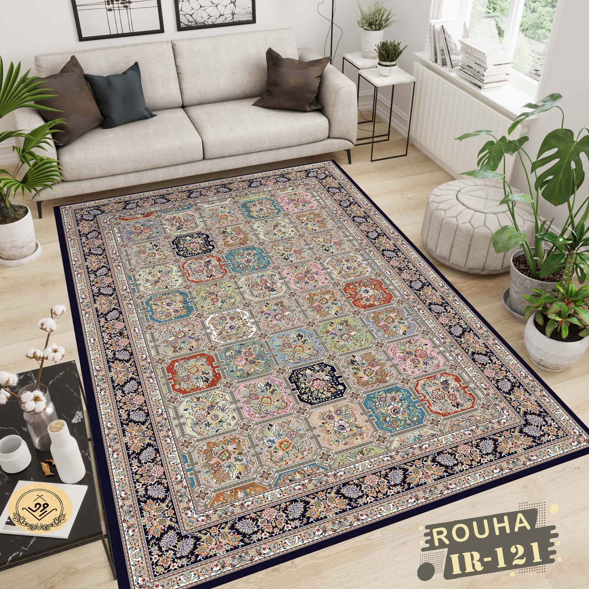 فرشینه 4 متری مخمل لطیف و ضد حساسیت پشت چرم درجه یک و ضمانتی کد 121 روحا