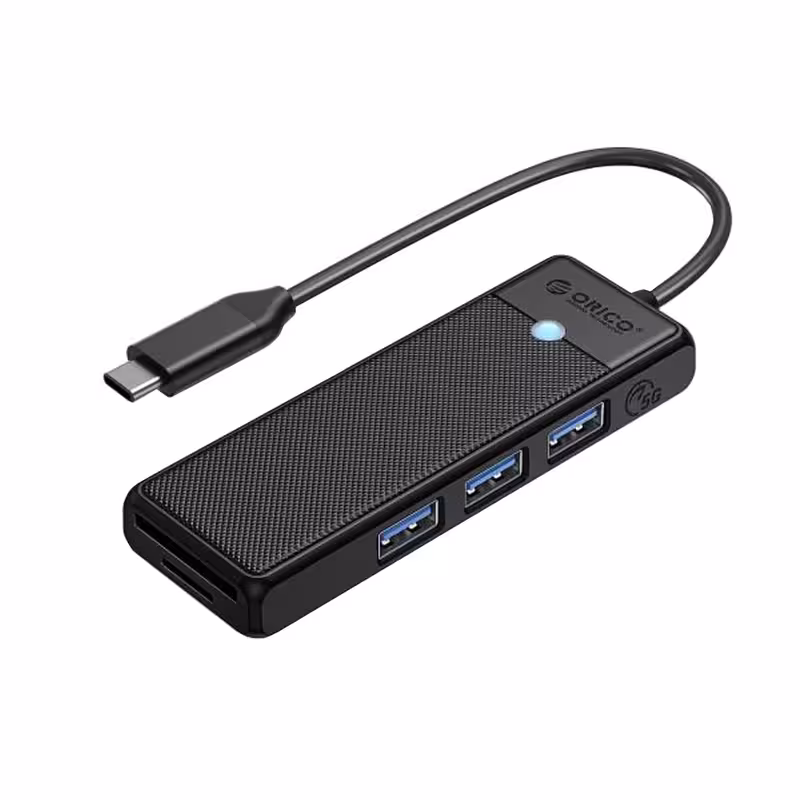 هاب 3 پورت USB3.0 اوریکو مدل ORICO PAPW3AT-C3-015 اتصال Type-C   کارت‌ریدر