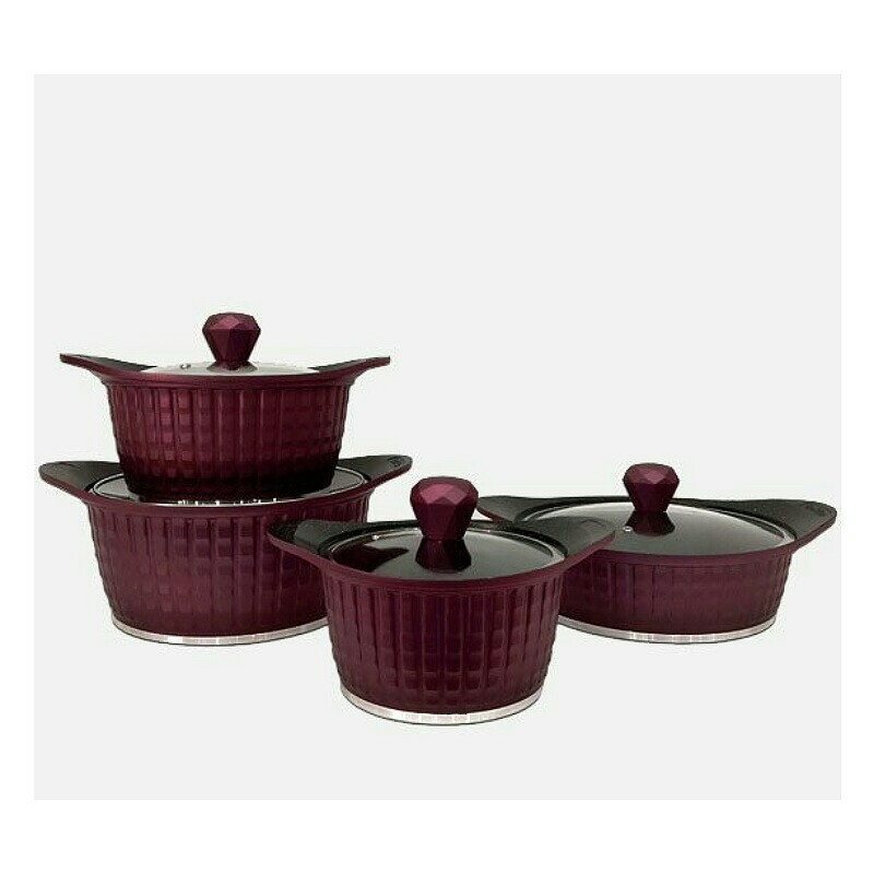 سرویس قابلمه 8 پارچه (چدن نگینی )  بنفش ( یونیک 8203