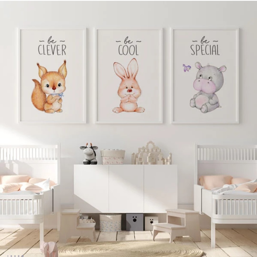 تابلو کودک طرح حیوانات کوچولو  ... سایز 30.40 