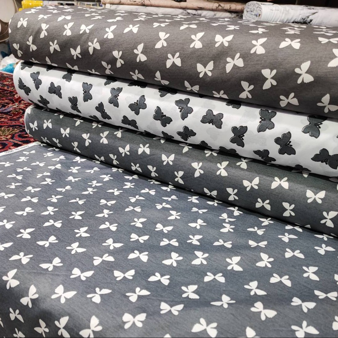 پارچه آشپزخانه و ملحفه ست پروانه عرض 2 متر