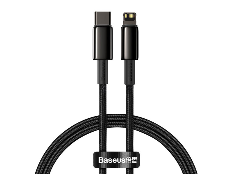 کابل شارژ سریع تایپ سی به لایتنینگ بیسوس Baseus Tungsten Gold Type-C to iP 1m 20W