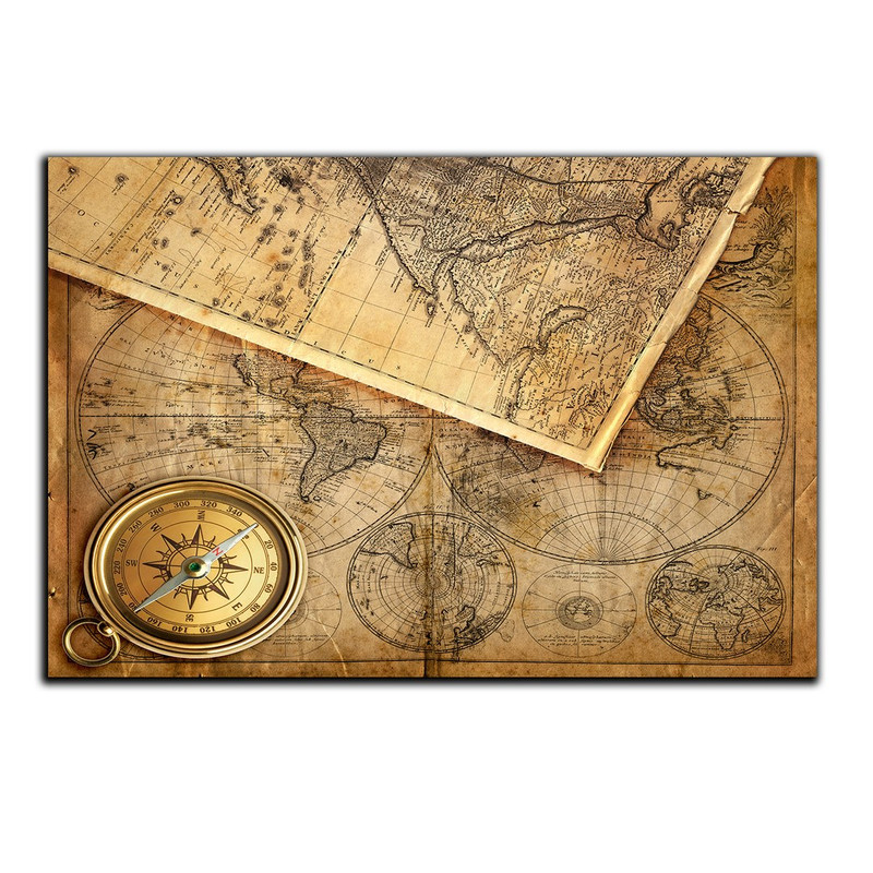 تابلو شاسی بکلیت طرح نقشه قدیمی جهان مدل SH-s1171 | دنیای قاب