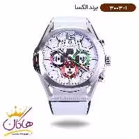 ساعت الکسا مردانه بند چرم سفید کرنوگراف 3003/1