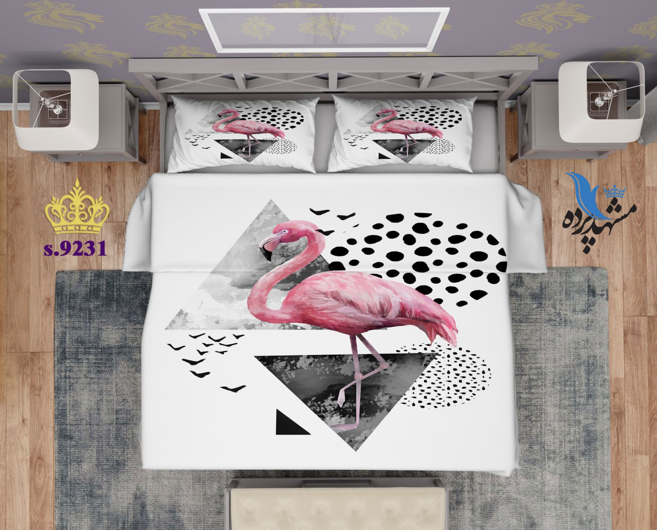 ست روتختی دو نفره طرح قوی صورتی S9231