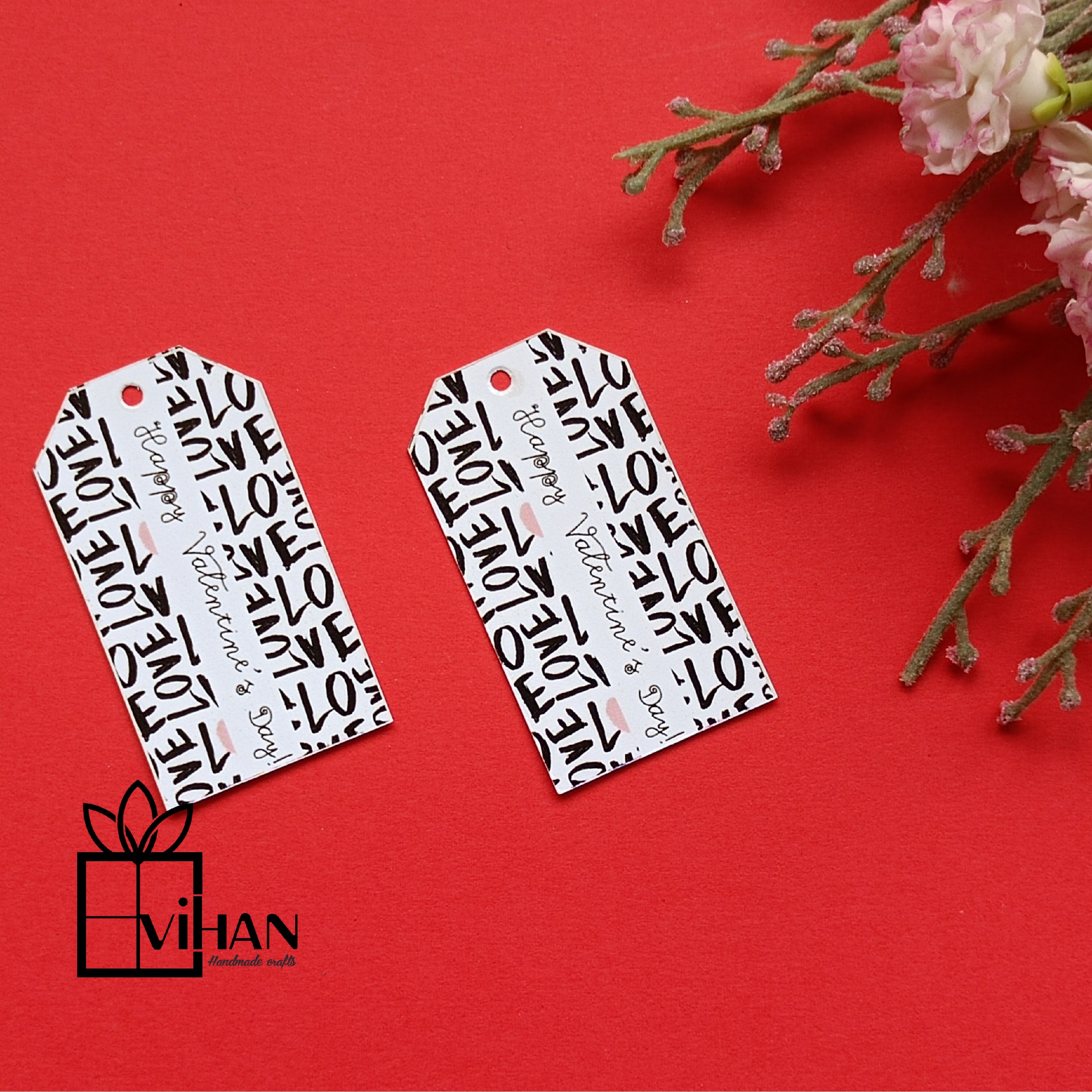 تگ مقوایی تزئینی باتم ولنتاین پانچ شده بسته 10 تا ئی 2