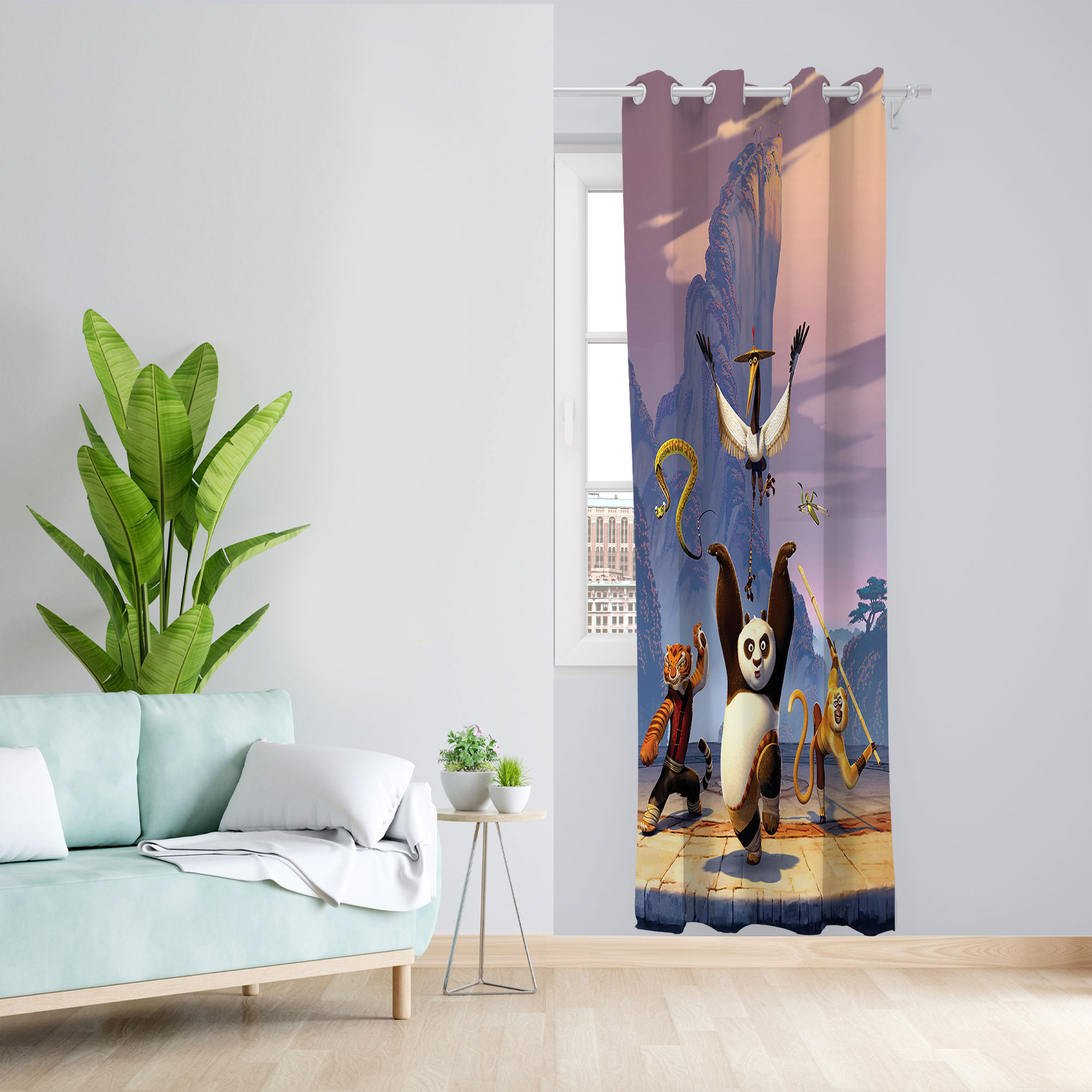  پرده مدل پاندای کونگ فو کار مخمل پانچی کد 344R سایز 140x280 سانتی متر