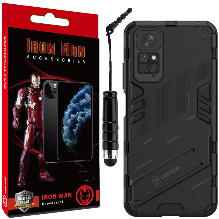 کاور آیرون من مدل BiberCas مناسب برای گوشی موبایل شیائومی REDMI NOTE11 به همراه قلم لمسی