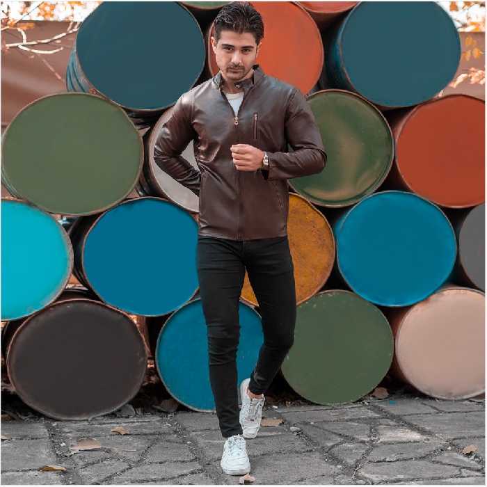 کاپشن چرم مردانه مدل derik