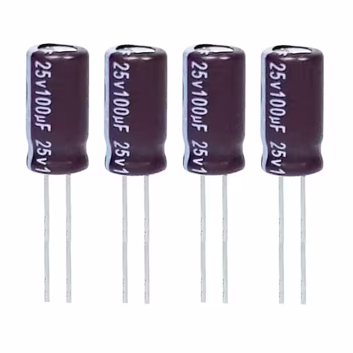 خازن الکترولیت 22 میکروفاراد 16ولت آکسبوم مدل TEC-10125 بسته 4 عددی 
