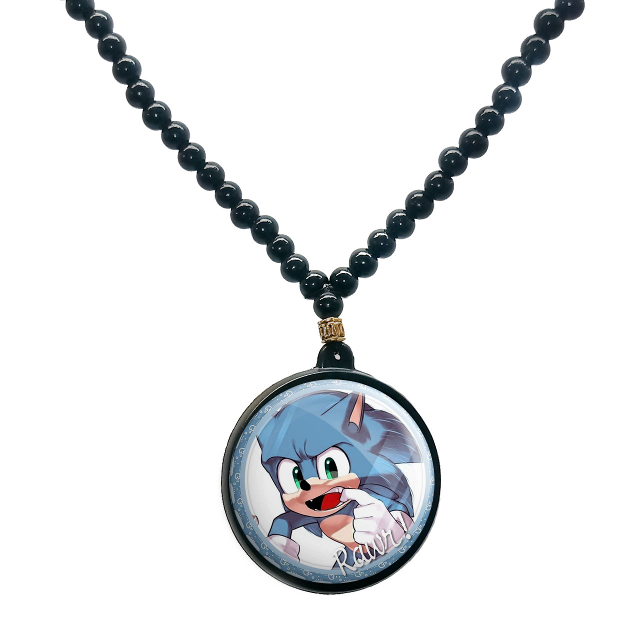 گردنبند پرمانه طرح سونیک کد pmd.14933 مدل دو طرفه