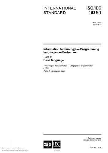 خرید و دانلود نسخه کامل کتاب ISO/IEC 1539-1:2010 - Programming Languages - Fortran - Base language
