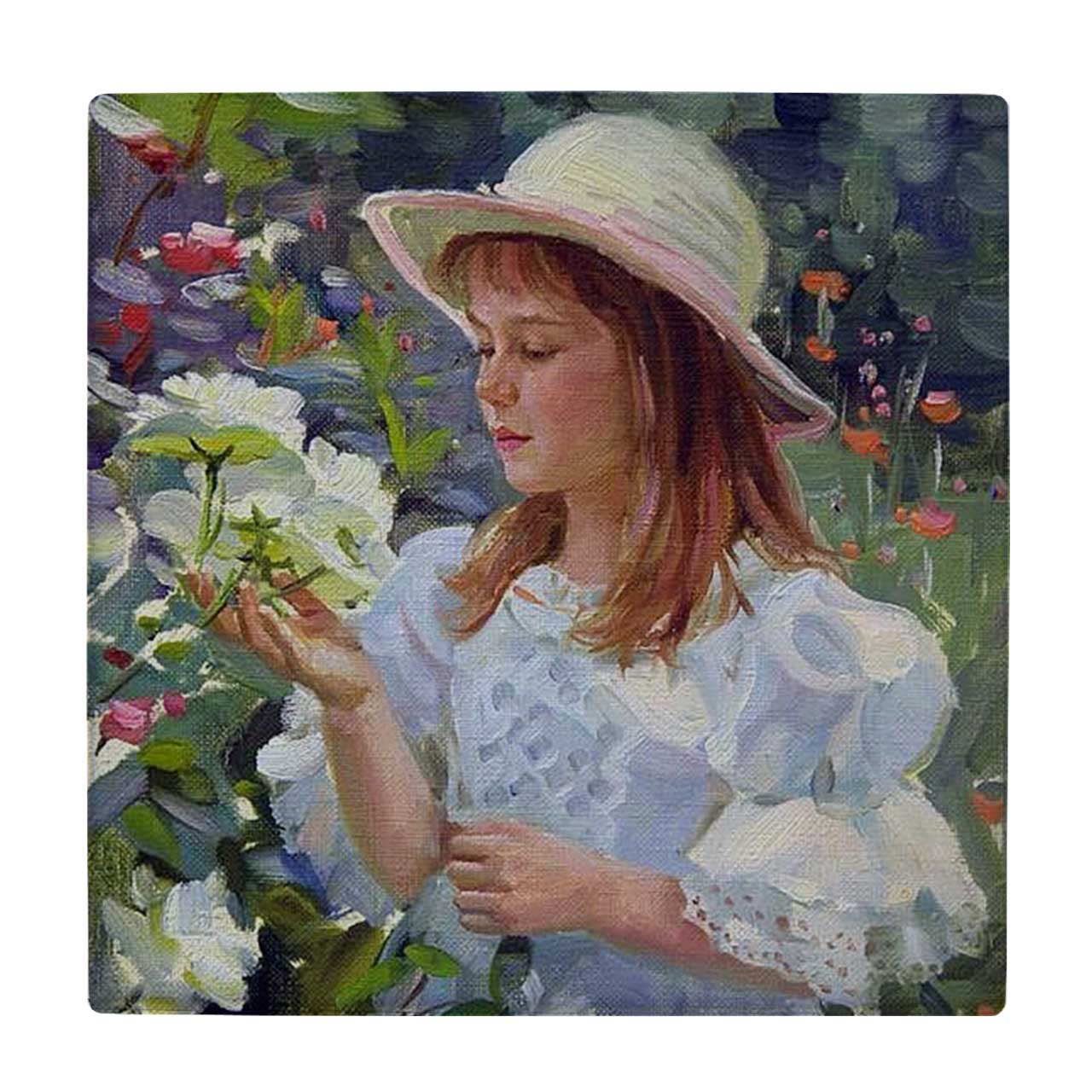 زیر لیوانی طرح نقاشی دختر و شاخه های گل کد    3864999_2001