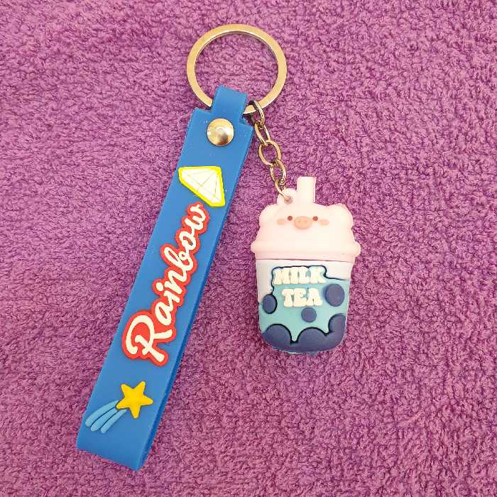 جاکلیدی مدل سیلیکونی طرح لیوان چای شیری و سر خوک کد DB20