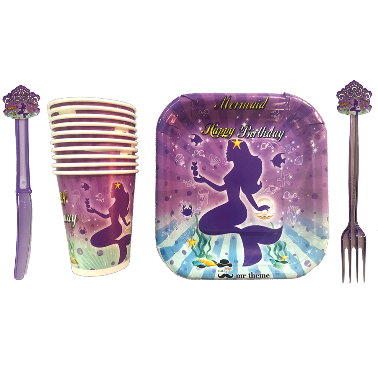 مجموعه 40 عددی تم تولد مستر تم طرح پری دریایی پلاس