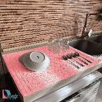 نمگیر ظروف آشپزخانه طرح خشتی رنگ گلبهی