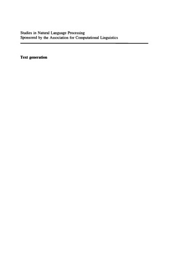 خرید و دانلود نسخه کامل کتاب Text Generation (Studies in Natural Language Processing)
