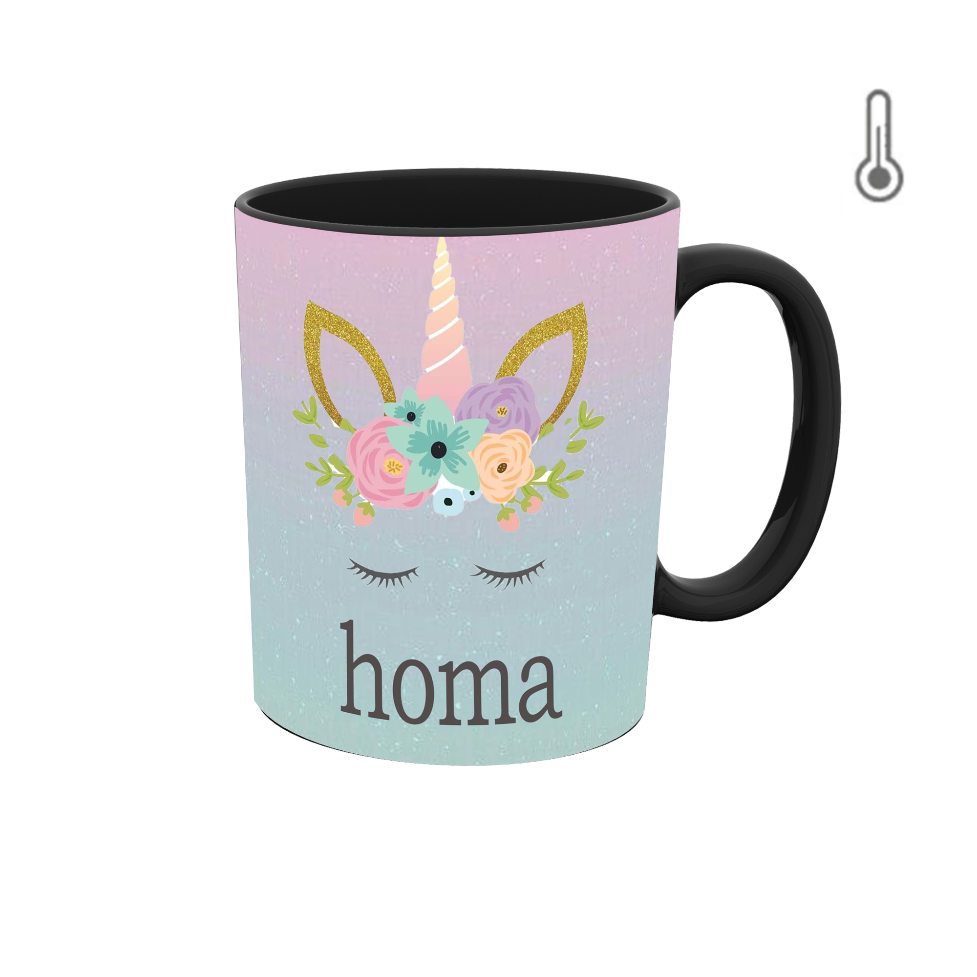 ماگ حرارتی طرح اسم هما مدل unicorn یونیکورن 