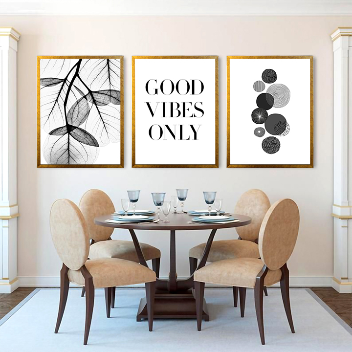 تابلو دکوراتیو مدل GOOD VIBES کد TC49T مجموعه 3 عددی