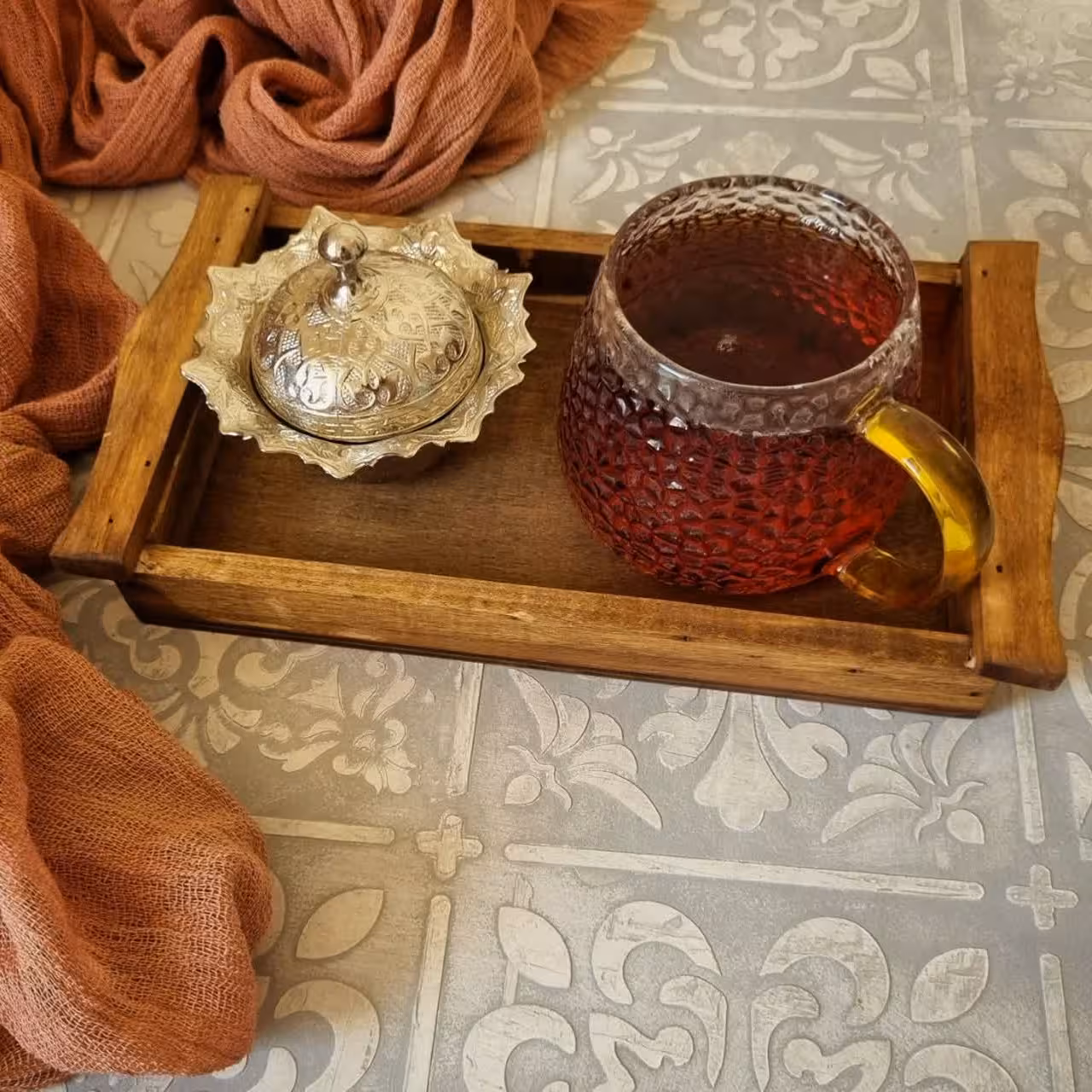 سینی چوبی چای متوسط