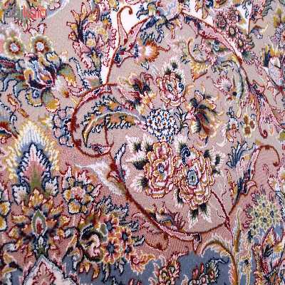 فرش ماشینی زمرد مشهد طرح 45001 زمینه کرم صورتی