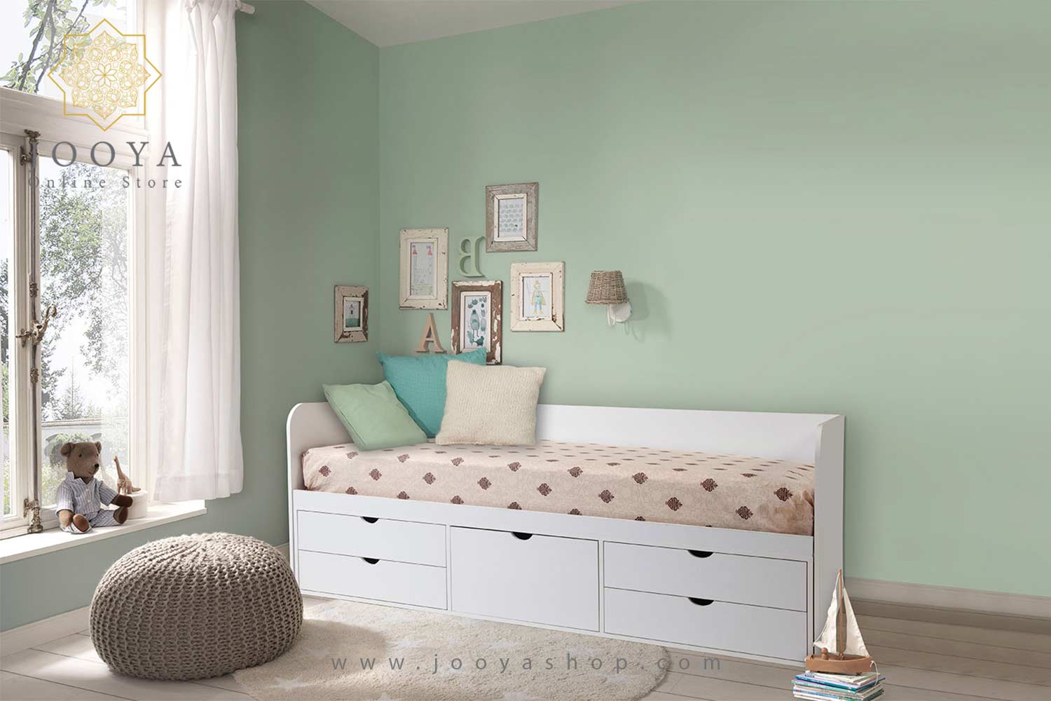 تخت خواب یک نفره کشودار ژیکان مدل BS903