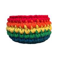 سبد قلاب بافی تریکو طرح رنگین کمان