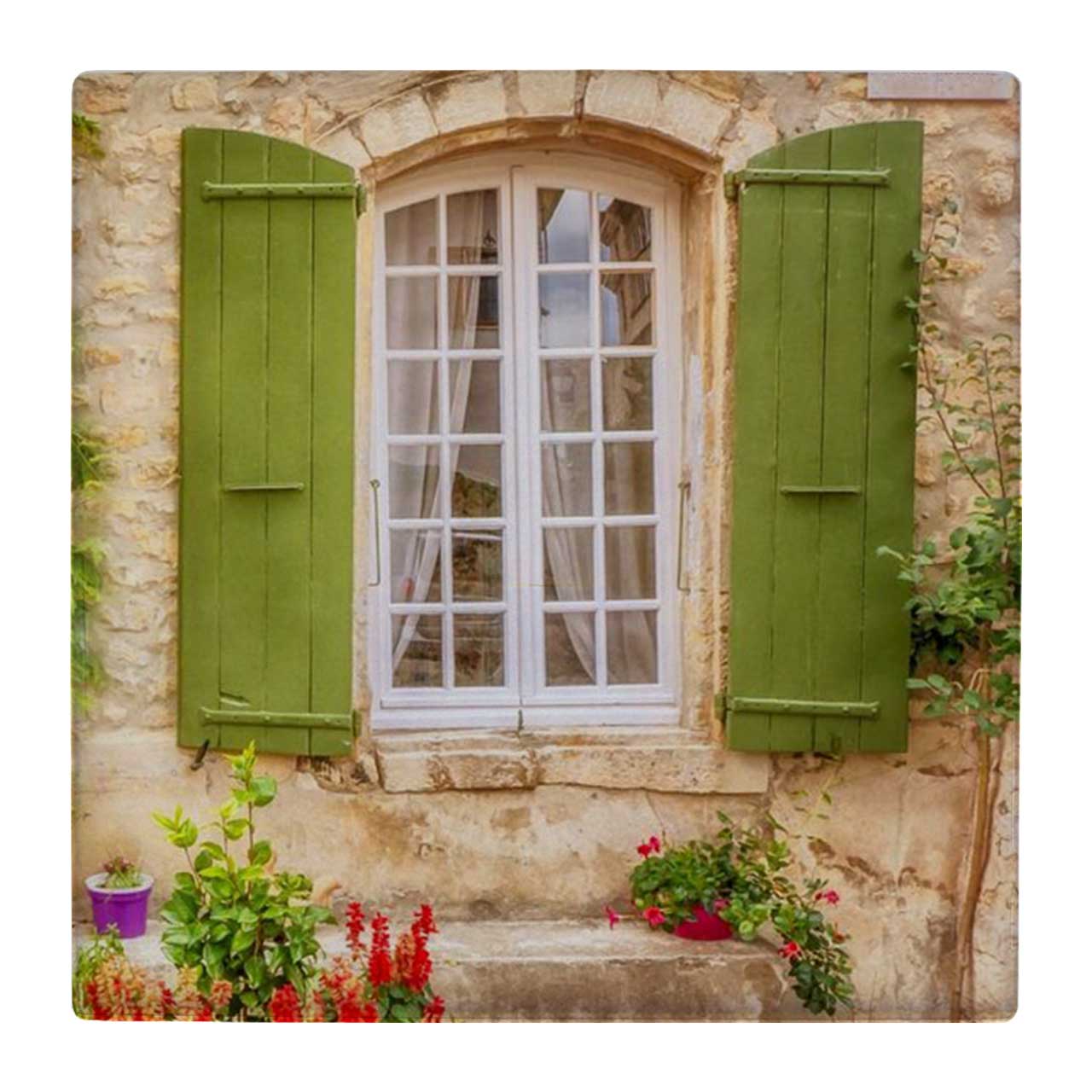  کاشی کارنیلا طرح پنجره کلاسیک و باغچه گل کد wk4837