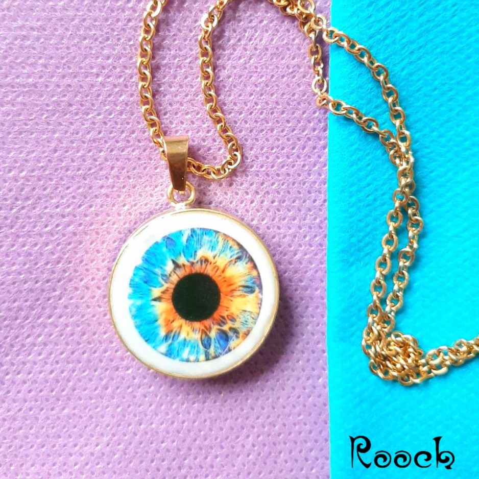 گردنبند عنبیه . با عکس چشم شما .قابل سفارش نقره ای و طلایی