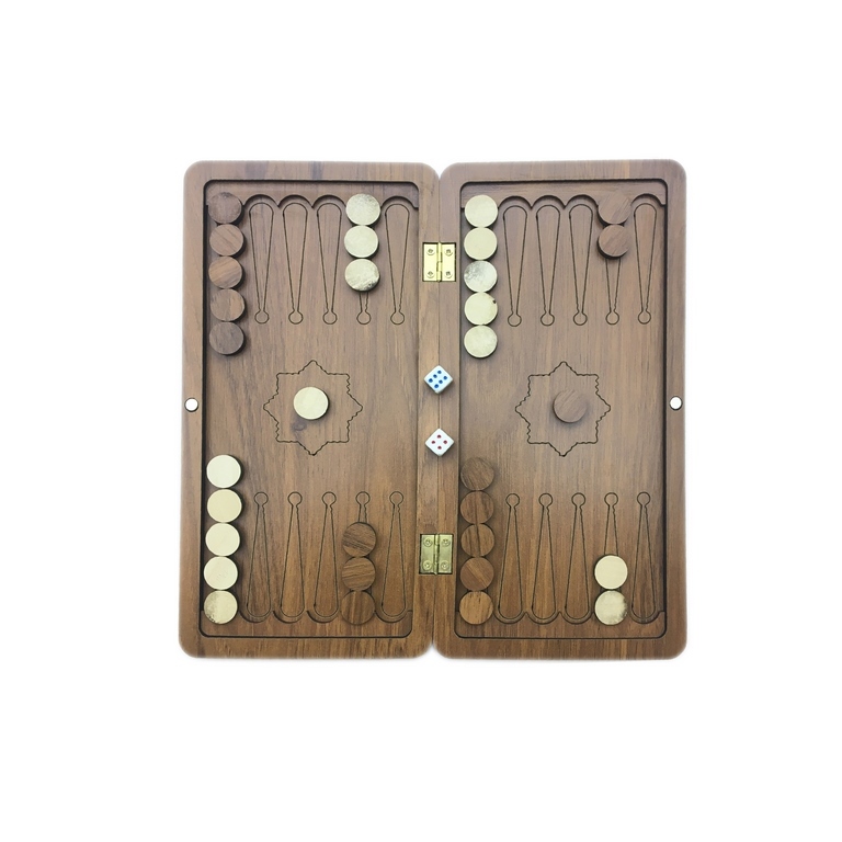 بازی تخته نرد و دوز چوبی کیف چرمی مسافرتی
