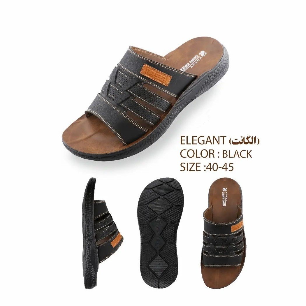 صندل طبی مردانه مدل الگانت تولیدی شیما در سه رنگ مشکی و قهوه ای و صدری با سایزبندی 40 تا 45