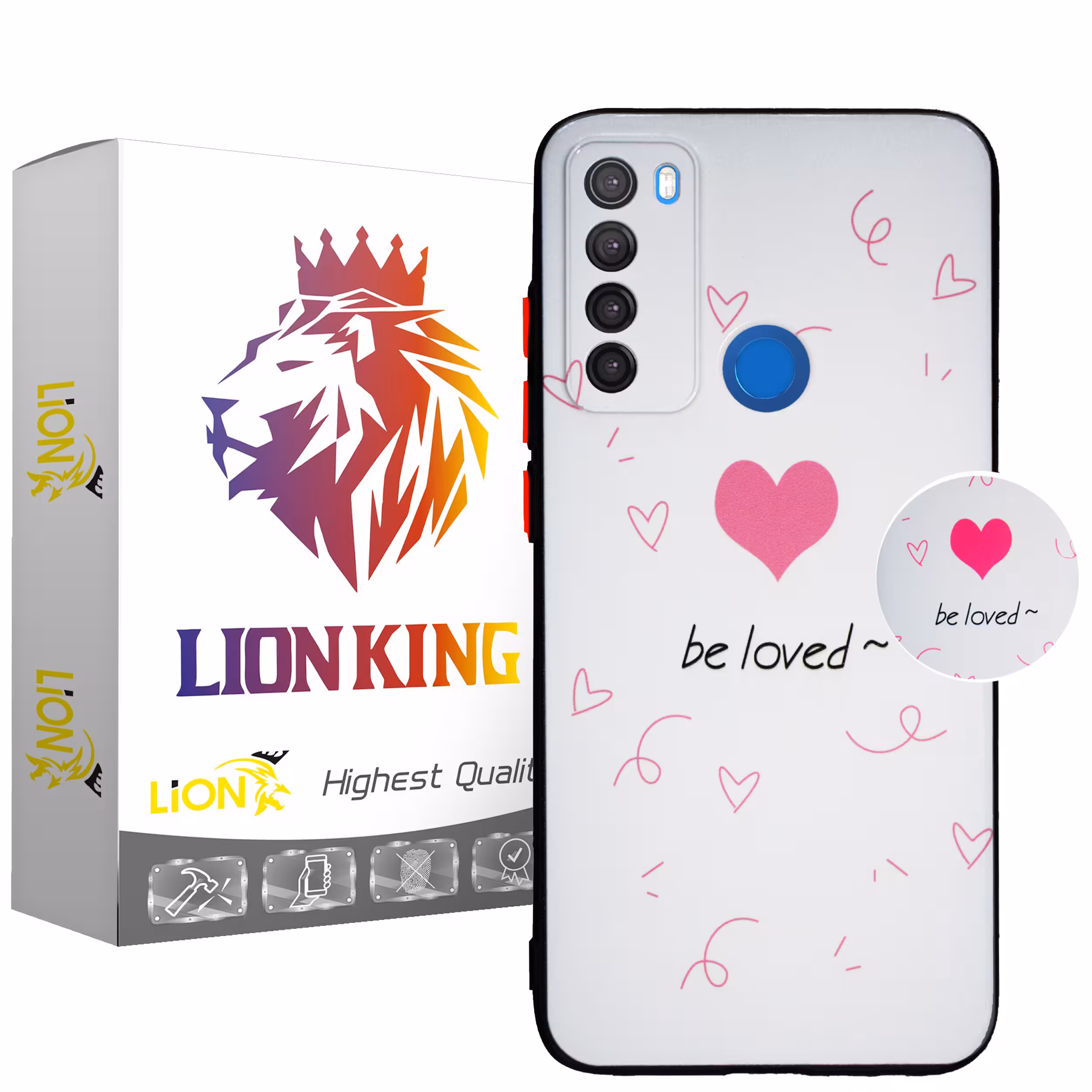 کاور لاین کینگ مدل be loved مناسب برای گوشی موبایل شیایومی Redmi Note 8 به همراه پایه نگهدارنده