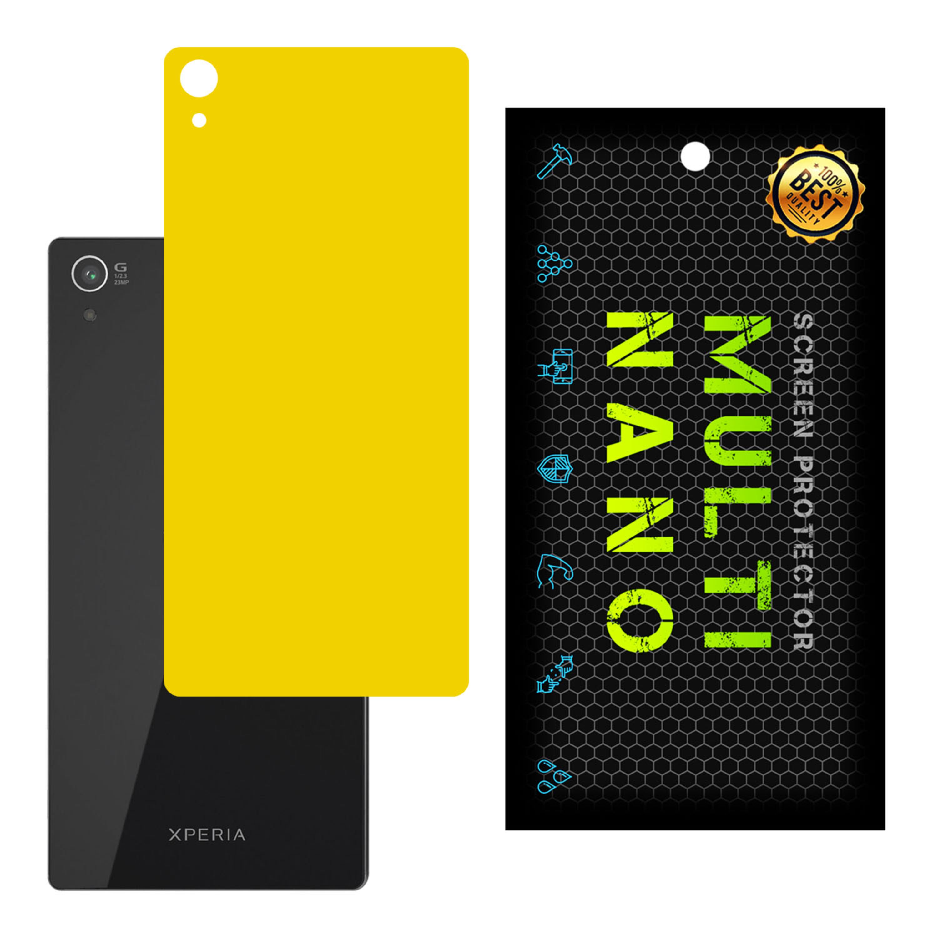 برچسب پوششی MultiNano مدل X-F1M-Yellow برای پشت موبایل سونیX