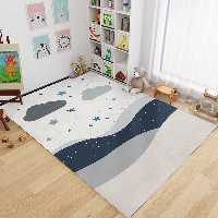 فرشینه اتاق نوزاد طرح ابر و ستاره ساده با تم روشن HQ-3212