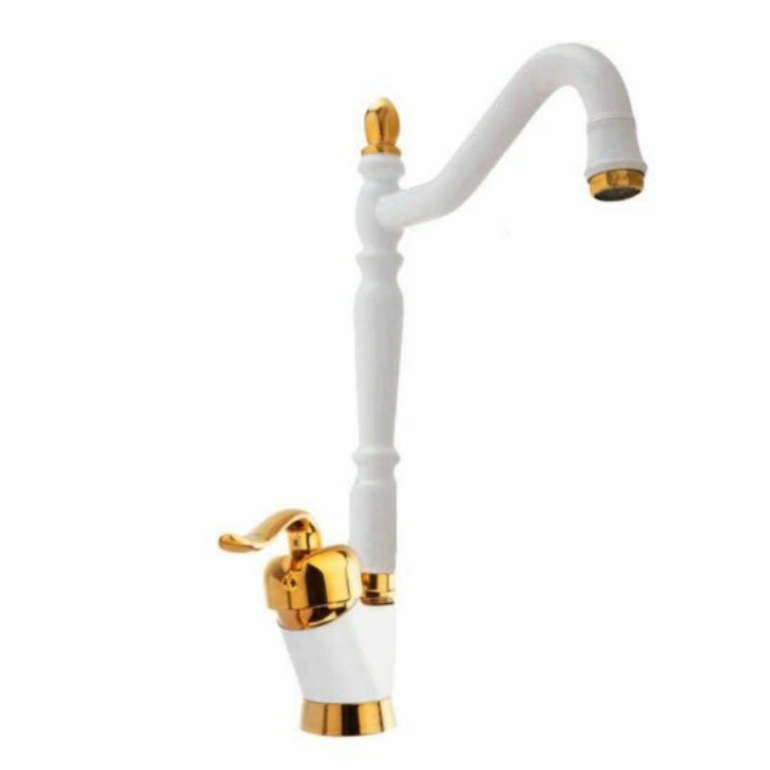 شیر ظرفشویی قاجاری سفید طلایی ،دسته شیرآلات 