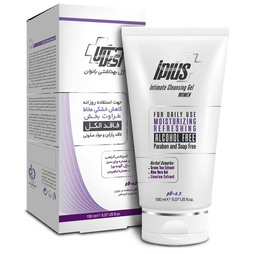ژل بهداشتی بانوان فاقد الکل آی پلاس 150 میلی لیتری