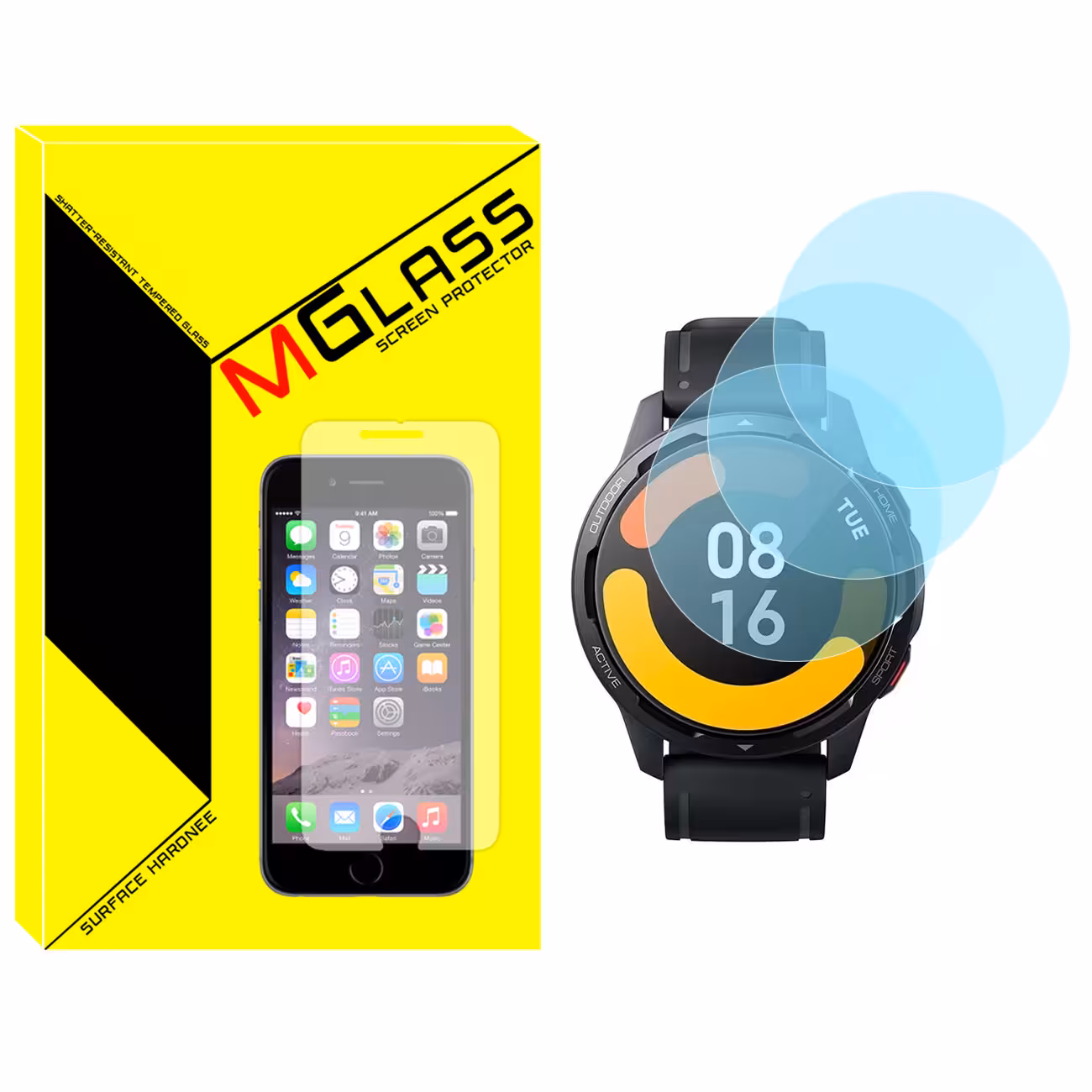 محافظ صفحه نمایش شیشه‌ای ام گلس مدل SH-MG مناسب برای ساعت هوشمند شیائومی Watch S1 Active بسته سه عددی