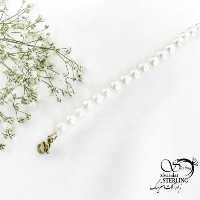 دستبند مرواریدی با قفل استیل (جواهری) کد 19010