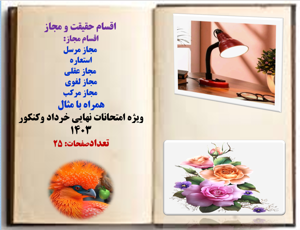 اقسام حقیقت و مجاز اقسام مجاز: مجاز مرسل استعاره مجاز عقلی مجاز لغوی مجاز مرکب همراه با مثال