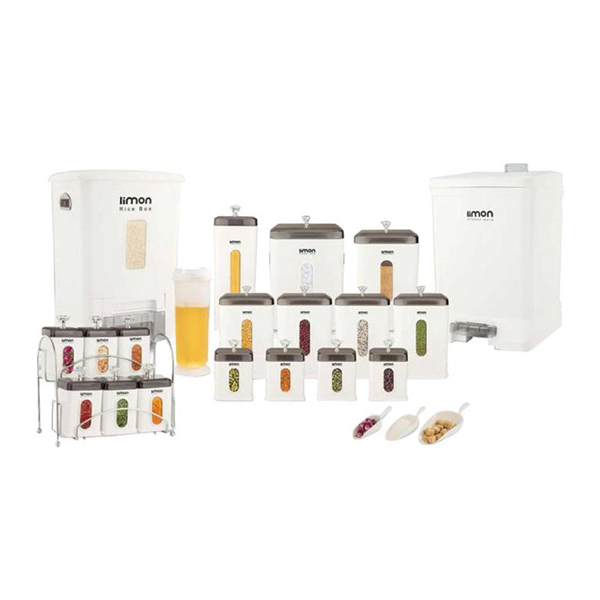 سرویس آشپزخانه چهارگوش 21 پارچه درب شفاف لیمون