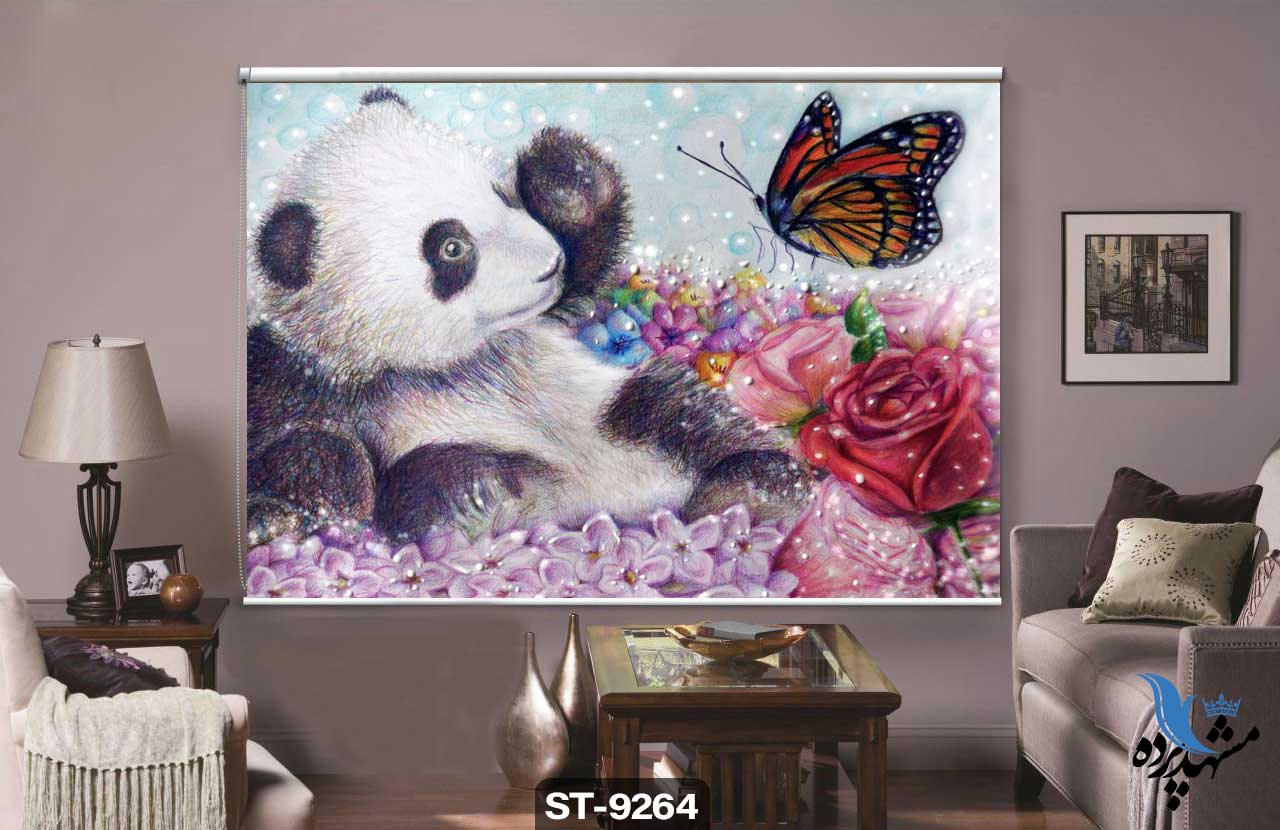 پرده شیدرول تصویری طرح نقاشی فانتزی پاندا کد ST9264